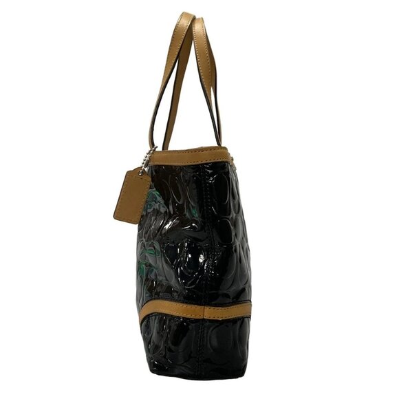 Auth COACH Peyton Embossed Signature Patent Top Handle Tote F48166 Black Leather - Picture 8 of 10